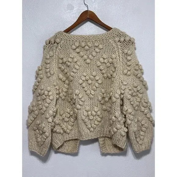 Chicwish NWOT Knit Your Love Bobble Cardigan Sweater M Cream Coquette Soft Girl - Picture 6 of 12